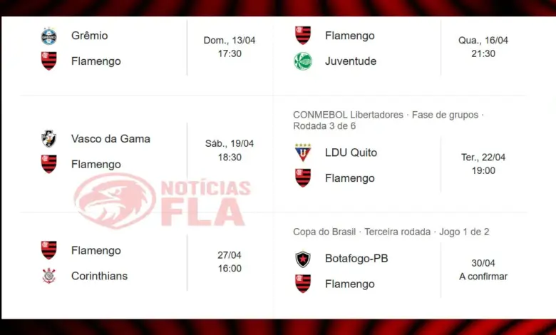 Os próximos jogos do Flamengo (quando e onde assistir cada partida?)