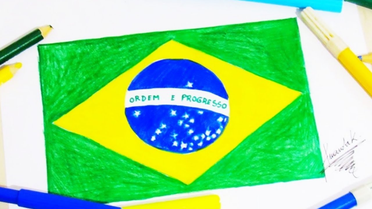modelo da bandeira do brasil passo a passo (aprenda criar de forma divertida)