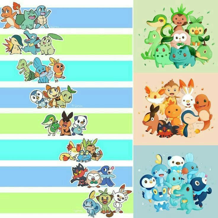 todos os pokémons iniciais